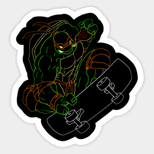 Neon 90's Ninja Turtle Michelangelo Sticker